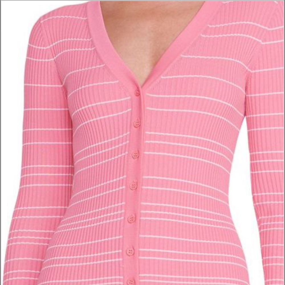 STAUD Pink and White Striped Dress